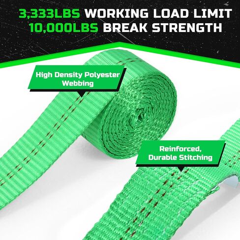 Trekassy Car Tie Down Straps for Trailers Heavy Duty, 2" x 114" Adjustable Ratchet Straps with Snap Hooks, 10,000 lbs Break Strength, (4) 36" Axle Straps, Use for Car, Truck, UTV Transport in Kuwait