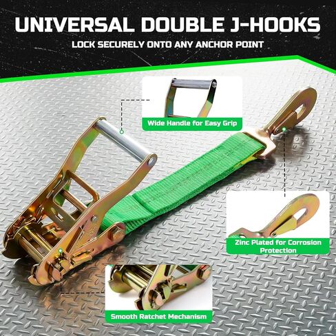 Trekassy Car Tie Down Straps for Trailers Heavy Duty, 2" x 114" Adjustable Ratchet Straps with Snap Hooks, 10,000 lbs Break Strength, (4) 36" Axle Straps, Use for Car, Truck, UTV Transport in Kuwait