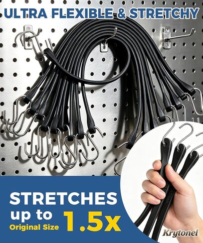 10 Pack Heavy Duty Bungee Cords with Hooks, Assorted 10" 15" 21" Rubber Straps, Elastic Tie Downs for Outdoor, Tarp, Cargo, Luggage, Motorcycle in Saudi Arabia