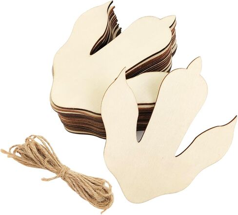 Xonzmmk 30 Pack 4 Inch Wood Dinosaur Foot Prints Crafts - Unfinished Wooden Dinosaur Foot Prints Ornaments - DIY Craft Gift Tags & Decor - Multiple Occasions (Halloween) in Kuwait