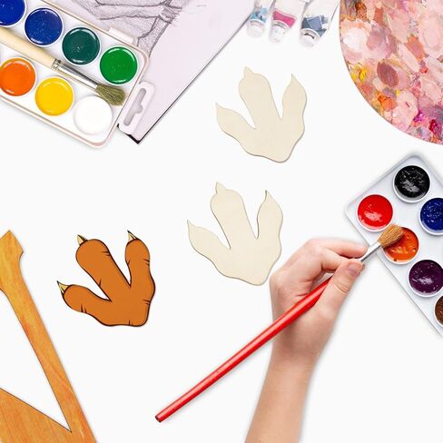 Xonzmmk 30 Pack 4 Inch Wood Dinosaur Foot Prints Crafts - Unfinished Wooden Dinosaur Foot Prints Ornaments - DIY Craft Gift Tags & Decor - Multiple Occasions (Halloween) in Kuwait
