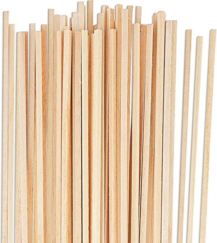50 PCS Wooden Dowel Rods for Crafts, 1/8" X 12" Craft Wood Sticks Hardwood Unfinished Square Dowel Wood Sticks 1/8 Square Wooden Dowels for Art Crafts, Kites, DIY Projects Home Decor Models Making in Kuwait