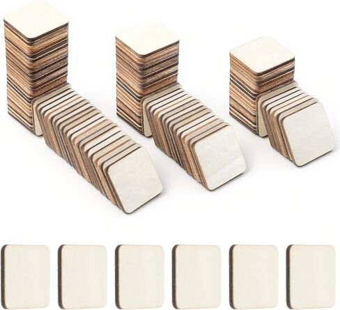 100pcs Unfinished Wood Pieces, 1 Inch Wood Square, Blank Natural Wood Squares Round Corner, Unpainted Wood Pieces for Painting Writing Coasters Carving Letter DIY in Kuwait