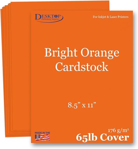 65lb Cover Cardstock Paper - 8.5 x 11 inch - 25 Sheets (Bright Orange) in Saudi Arabia