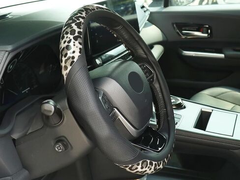 KAFEEK Leopard Steering Wheel Cover, Black and Gray Breathable Microfiber Leather Anti-Slip Car Steering Wheel Protector, Universal Fit 14.5-15 Inch, Cool Cheetah Print Auto Interior Accessories in Kuwait