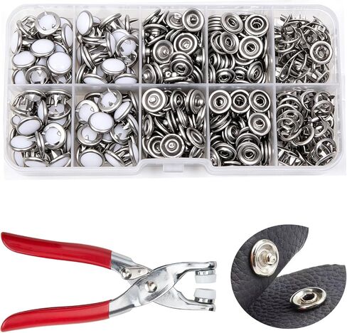 400Pcs Pearl Snaps Button Kit with Fastener Pliers – 10 mm Snap Fasteners Press Tool for DIY Clothing, Hats, Sewing Crafts, Repair & Apparel Making (Mix) in Saudi Arabia