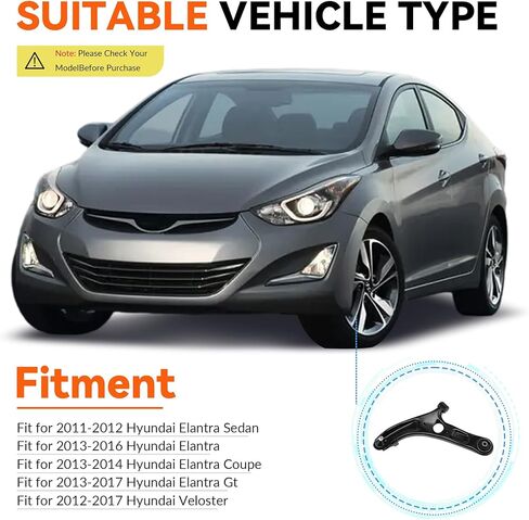 2pc Front Lower Control Arm and Ball Joint Assembly for Hyundai Elantra 2011-2016, Elantra GT 2013-2017, Veloster 2012-2017, Driver & Passenger Side Pair, Replaces K622232 K622646 in Kuwait