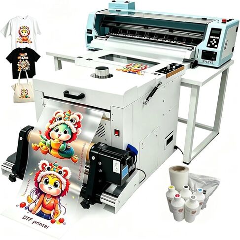 24 inches Wide A1 DTF Printer With shaking dryer, Dual XP600 Head Built-in automatic cleaning ,4 Times Faster Than L1800 1390 , for Clothes Wait Print Including 5*1000ml Dtf ink 1kg powder 1 Roll Film in Saudi Arabia