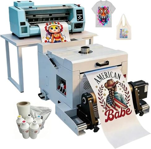 24 inches Wide A1 DTF Printer With shaking dryer, Dual XP600 Head Built-in automatic cleaning ,4 Times Faster Than L1800 1390 , for Clothes Wait Print Including 5*1000ml Dtf ink 1kg powder 1 Roll Film in Saudi Arabia