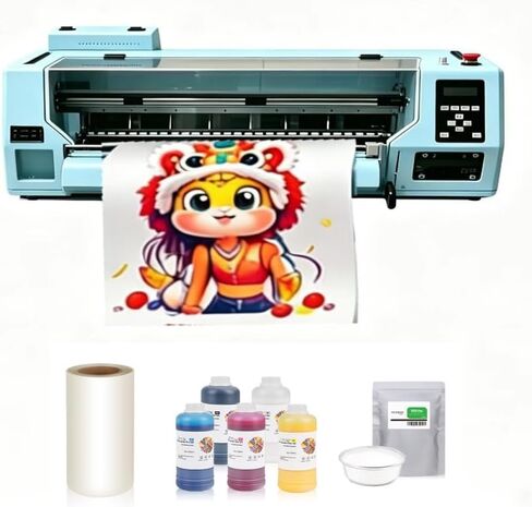 24 inches Wide A1 DTF Printer With shaking dryer, Dual XP600 Head Built-in automatic cleaning ,4 Times Faster Than L1800 1390 , for Clothes Wait Print Including 5*1000ml Dtf ink 1kg powder 1 Roll Film in Saudi Arabia