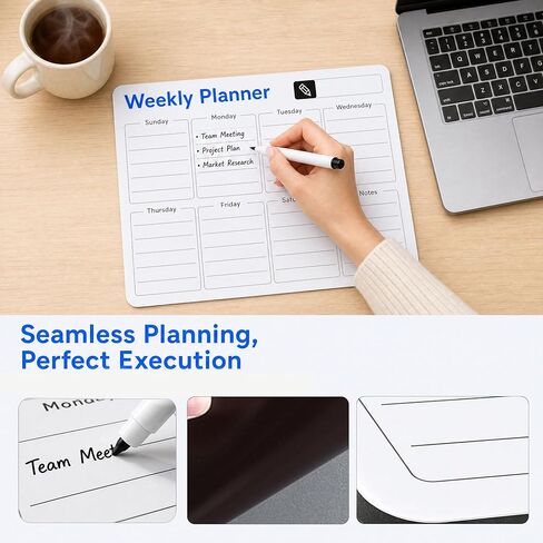 Magnetic Weekly Planner for Refrigerator, Dry Erase Fridge Calendar Whiteboard, Reusable Family Calendar for Fridge, Wall Mounted Weekly Schedule Organizer for Home, Office, Kitchen in Kuwait