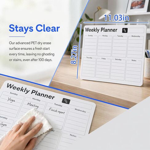 Magnetic Weekly Planner for Refrigerator, Dry Erase Fridge Calendar Whiteboard, Reusable Family Calendar for Fridge, Wall Mounted Weekly Schedule Organizer for Home, Office, Kitchen in Kuwait