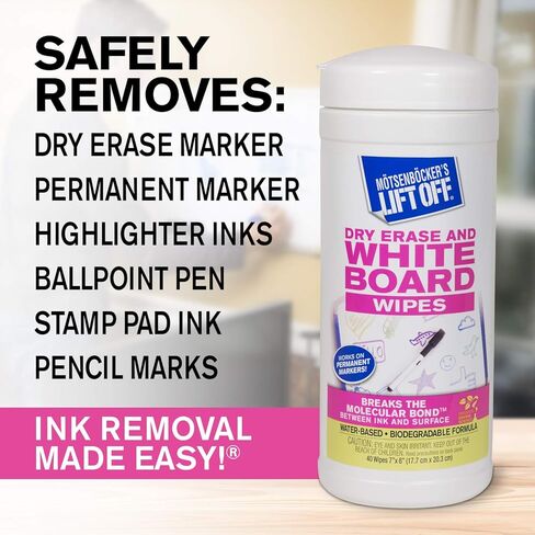 Motsenbocker’s Lift Off 42703 Dry Erase White Board Cleaning Wipes Easily Removes Dry Erase Marker, Permanent Marker, Pen, Pencil, and More Works on Multiple Surfaces in Saudi Arabia