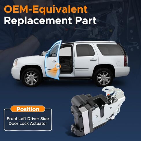 Front Driver Left Side Door Lock Latch Actuator Fits for 2001-2006 Chevy Silverado 1500 Suburban 2500, Avalanche 1500 2002-06, for GMC Sierra 3500 Classic 2007, Replaces 931-318 15110643 in Kuwait