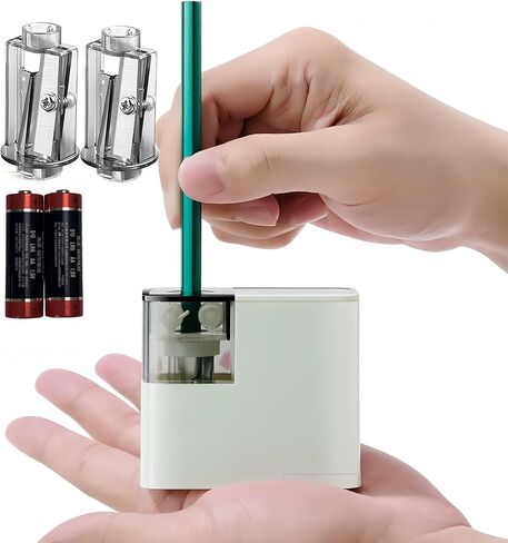 Electric Pencil Sharpener with Battery, Battery Powered,for Colored Pencils Handheld Pencil Sharpener,Portable Sharpener, Two Replacement Blades for in for 6-8mm Pencils for Office/Home/School in Saudi Arabia