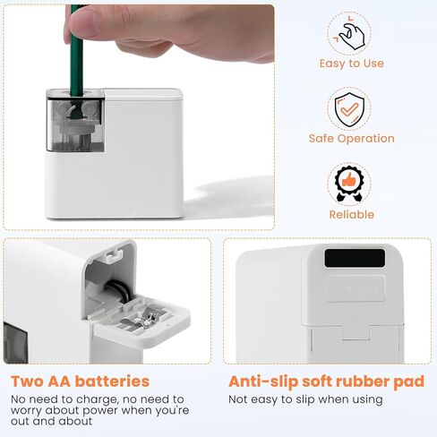 Electric Pencil Sharpener with Battery, Battery Powered,for Colored Pencils Handheld Pencil Sharpener,Portable Sharpener, Two Replacement Blades for in for 6-8mm Pencils for Office/Home/School in Saudi Arabia