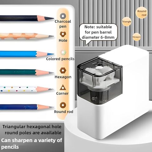 Electric Pencil Sharpener with Battery, Battery Powered,for Colored Pencils Handheld Pencil Sharpener,Portable Sharpener, Two Replacement Blades for in for 6-8mm Pencils for Office/Home/School in Saudi Arabia