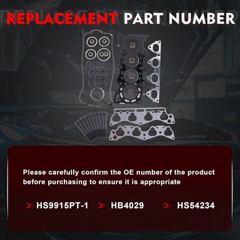 HS9915PT-1 Cylinder Head Gasket Set with Head bolts Compatible with Honda Civic 1996 1997 1998 1999 2000 1.6L, Civic del Sol 1996 1997, D16Y5 D16Y7 D16Y8 D16B5 SOHC Engine, Replace HS54234 HB4029 in Saudi Arabia
