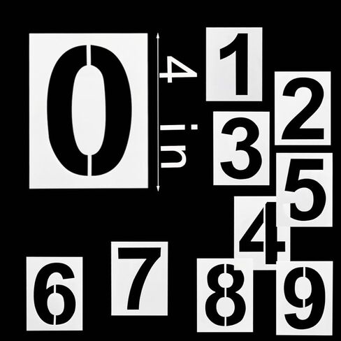 4 Inch Reusable Number Stencils 0-9, Plastic Painting Templates for Warehouse Marking, Loading Dock, Parking Space & Address Number Stencils in Saudi Arabia