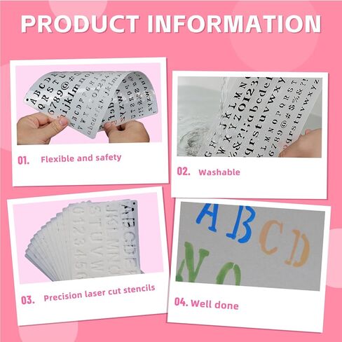 15 pcs Reusable 4x7-inch Letter Stencils Symbol Craft Stencils, Made of Thickened eco-Friendly PET, Can be Used for Wood, Walls, Paintings, Slogans, DIY Creations Notebook in Kuwait