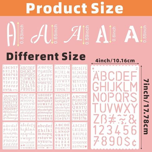 15 pcs Reusable 4x7-inch Letter Stencils Symbol Craft Stencils, Made of Thickened eco-Friendly PET, Can be Used for Wood, Walls, Paintings, Slogans, DIY Creations Notebook in Kuwait