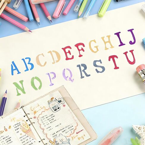 15 pcs Reusable 4x7-inch Letter Stencils Symbol Craft Stencils, Made of Thickened eco-Friendly PET, Can be Used for Wood, Walls, Paintings, Slogans, DIY Creations Notebook in Kuwait