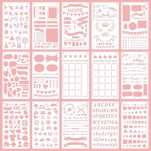15 pcs Reusable 4x7-inch Letter Stencils Symbol Craft Stencils, Made of Thickened eco-Friendly PET, Can be Used for Wood, Walls, Paintings, Slogans, DIY Creations Notebook in Kuwait