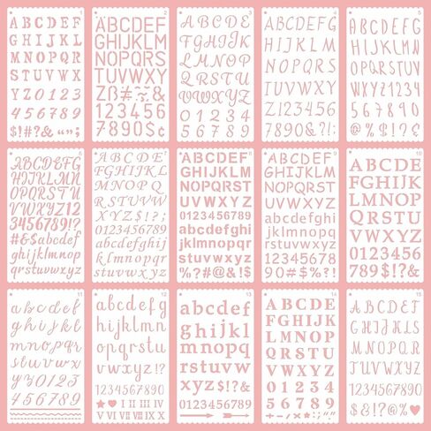 15 pcs Reusable 4x7-inch Letter Stencils Symbol Craft Stencils, Made of Thickened eco-Friendly PET, Can be Used for Wood, Walls, Paintings, Slogans, DIY Creations Notebook in Kuwait