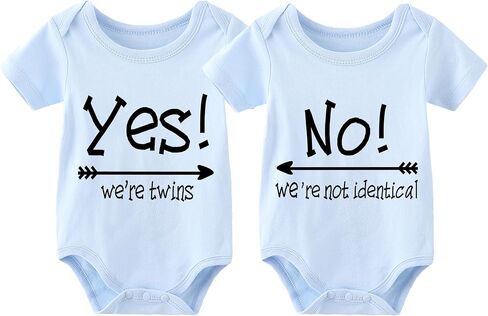 YSCULBUTOL 2 Pack Baby Twins Bodysuits Yes We're Twins No We're Not Identical Infant Romper Twin Unisex Outfits 0-12M in Saudi Arabia