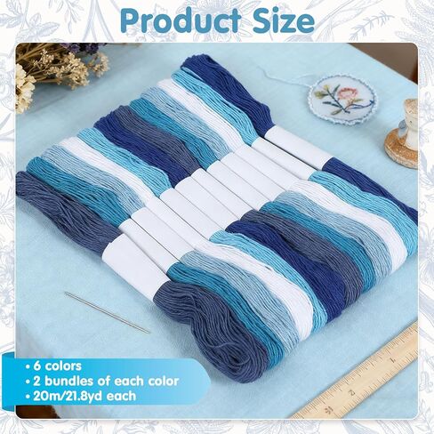 12pcs Sashiko Thread Sashiko Kit Sashiko Skein 262.46 Yards 6 Colors Natural Plant Dyed Sashiko Cotton Embroidery Thread Japanese Quilting & Embroidery Sashiko Kit Supplies 100% Cotton in Saudi Arabia