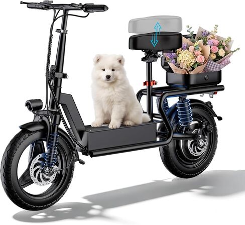 Electric Scooter with Seat for Adults,1400W Peak Motor,48V 18Ah Battery,25MPH,35 Miles Range,14"x2.5" Fat Tires,Foldable Commuter E-Scooter with Rear Box,Max 330LBS,UL2272 in Saudi Arabia