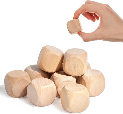 10 Pcs Blank Wooden Dice, 1.2 Inch/30 mm Unfinished Square Wooden Cubes, Six-Sided Wood Cubes Blank Dice with Rounded Corners for Building Blocks, DIY Craft Projects, Party Supplies in Kuwait