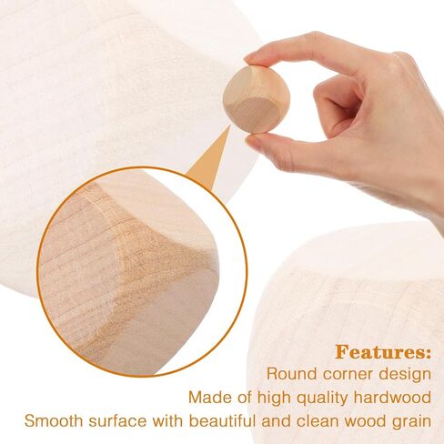 10 Pcs Blank Wooden Dice, 1.2 Inch/30 mm Unfinished Square Wooden Cubes, Six-Sided Wood Cubes Blank Dice with Rounded Corners for Building Blocks, DIY Craft Projects, Party Supplies in Kuwait