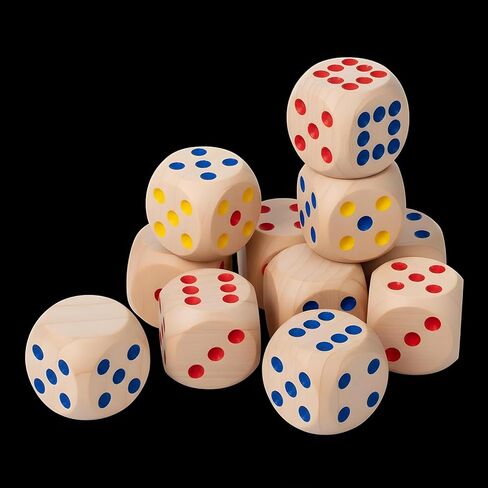 10 Pcs Blank Wooden Dice, 1.2 Inch/30 mm Unfinished Square Wooden Cubes, Six-Sided Wood Cubes Blank Dice with Rounded Corners for Building Blocks, DIY Craft Projects, Party Supplies in Kuwait