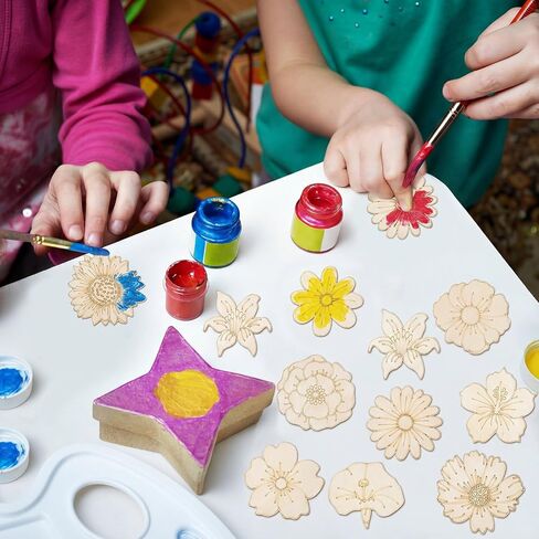 Gerrii 36 Pcs 1.97 Inch Mini Spring Wooden Flower for Crafts, Unfinished Blank Wood Floral Cutout Small Embellishments DIY Painting for Handmade Decoration Ornaments Activity Homemade Project in Kuwait