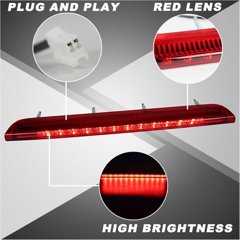 Red LED 3rd Third Brake Light for Kia Sorento 2016-2020 | Rear Center tail light High Mount Stop Lamp Assembly | Plug & Play Installation - Direct Replacement Part# 92700-C5000 in Kuwait