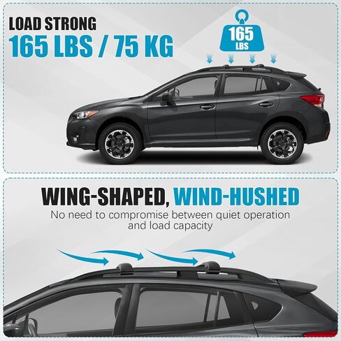 قضبان متقاطعة لرف السقف لـ 2018-2023 Subaru Crosstrek & 2017-2023 Impreza Accessories، 165 رطل من الألومنيوم لرف السقف للتخزين للدراجات، الكاياك، صندوق الشحن، حامل البضائع، لوح التزلج in Kuwait