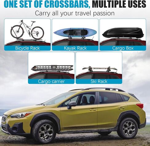 قضبان متقاطعة لرف السقف لـ 2018-2023 Subaru Crosstrek & 2017-2023 Impreza Accessories، 165 رطل من الألومنيوم لرف السقف للتخزين للدراجات، الكاياك، صندوق الشحن، حامل البضائع، لوح التزلج in Kuwait