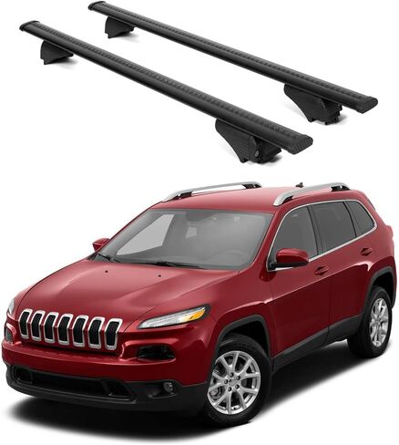 ERKUL Roof Rack Cross Bars for Jeep Cherokee 2014-2023| Aluminum Crossbars with Anti Theft Lock for Rooftop | Compatible with Raised Rails - Silver in Kuwait
