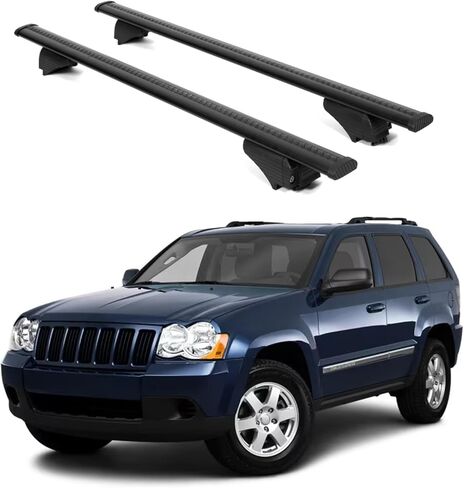 ERKUL Roof Rack Cross Bars for Jeep Cherokee 2014-2023| Aluminum Crossbars with Anti Theft Lock for Rooftop | Compatible with Raised Rails - Silver in Kuwait