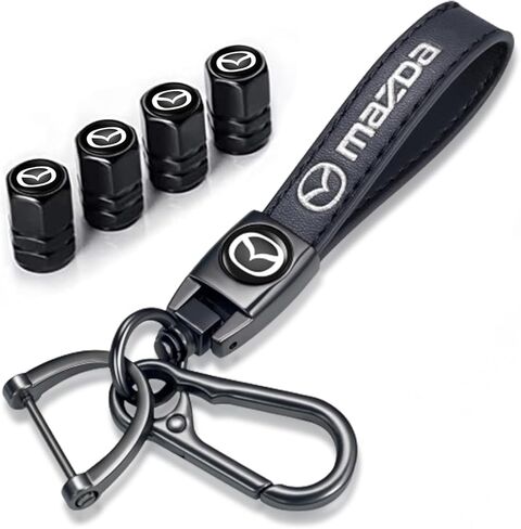 5pcs Car Key Chain whth tire Valve Stem Caps for Mazda M2 M3 M5 M6 MX5 RX7 RX8 A8 CX9 MX6 R3 CX-5 CX-7 CX-8, Car Key Fob Car Dust Caps Combo Set, Key Chain Keyring Accessories-MZD-Black in Saudi Arabia