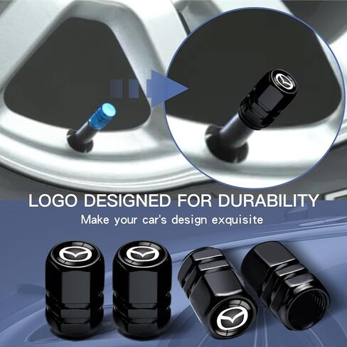 5pcs Car Key Chain whth tire Valve Stem Caps for Mazda M2 M3 M5 M6 MX5 RX7 RX8 A8 CX9 MX6 R3 CX-5 CX-7 CX-8, Car Key Fob Car Dust Caps Combo Set, Key Chain Keyring Accessories-MZD-Black in Saudi Arabia