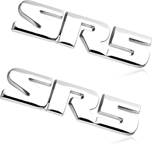 2PCS 3D SR5 Metal Emblem, Car Fender Side Rear Tailgate Letters Emblem SR5 Nameplate Logo Decal, Self-Adhesive Metal Badge Sticker Classic Exterior Decor for Most Vehicles (Silver) in Saudi Arabia