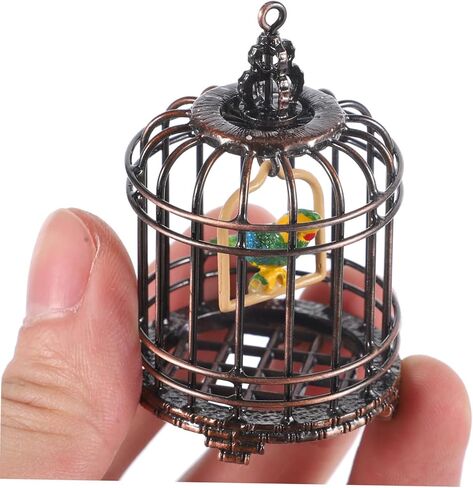 Toyvian Mini Birdcage Ornament for Scale Dollhouse Decorative Tiny House Bird Cage Lightweight Easy to Install for Miniature Games and Room Decor in Saudi Arabia