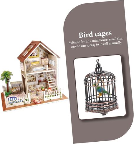Toyvian Mini Birdcage Ornament for Scale Dollhouse Decorative Tiny House Bird Cage Lightweight Easy to Install for Miniature Games and Room Decor in Saudi Arabia