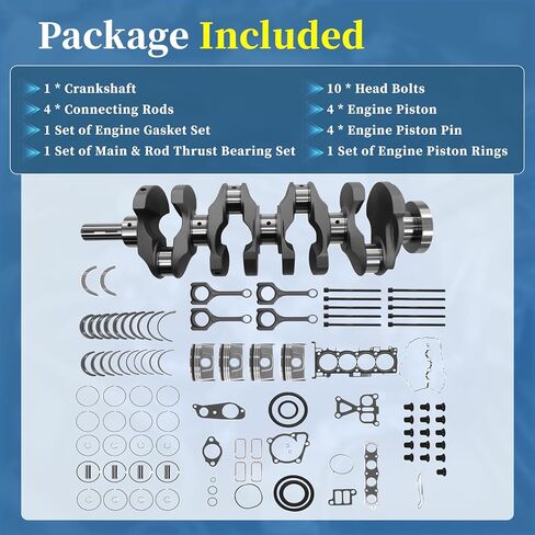G4KJ 2.4L Engine Rebuild Kit for Kia Optima Sportage Sorento 2011-2020, for Hyundai Sonata Tucson Santa Fe 2011-2019, Includes Crankshaft Pistons Rods Bearings Gaskets in Kuwait