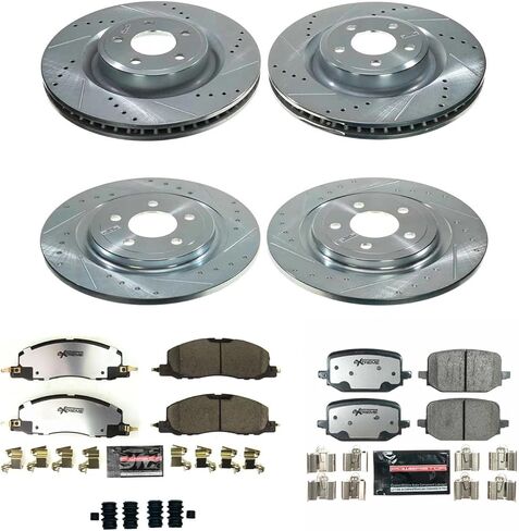 PowerStop Front & Rear Brake Kit For Ford Explorer 2020-25 - Truck & Tow Carbon Fiber Ceramic Brake Pads + Drilled & Slotted Rotors Upgrade, K8693-36 in Kuwait