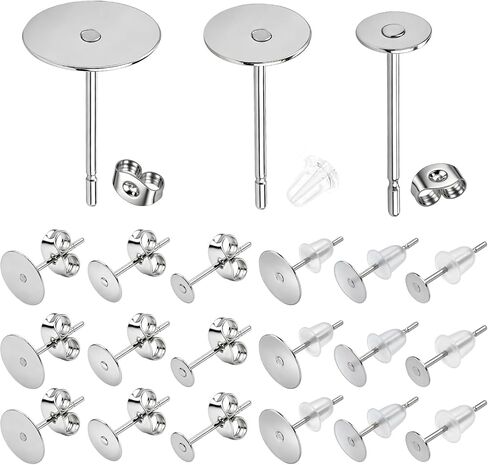 450Pcs Stainless Steel Earring Posts and Backs - Flat Pad Earring Backs for Studs, Earring Making Kit with Butterfly and Rubber Bullet Earring Posts for Jewelry Making Supplies in Saudi Arabia