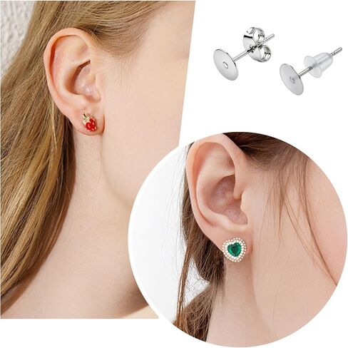 450Pcs Stainless Steel Earring Posts and Backs - Flat Pad Earring Backs for Studs, Earring Making Kit with Butterfly and Rubber Bullet Earring Posts for Jewelry Making Supplies in Saudi Arabia