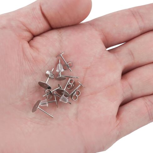450Pcs Stainless Steel Earring Posts and Backs - Flat Pad Earring Backs for Studs, Earring Making Kit with Butterfly and Rubber Bullet Earring Posts for Jewelry Making Supplies in Saudi Arabia
